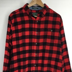 Woolrich Red Buffalo Plaid Checked Button Up Down